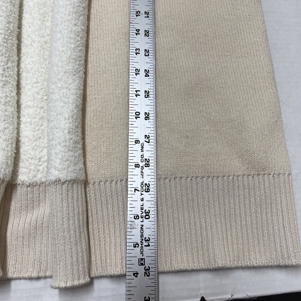 Loft Sweater Womens L Ivory Whited Fleeced Lined Open Front Cardigan Long Lounge - Picture 7 of 8